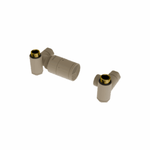 Caldo zestaw trójosiowy z głowicą termostatyczną z opcją montażu grzałki, lewy, cappuccino