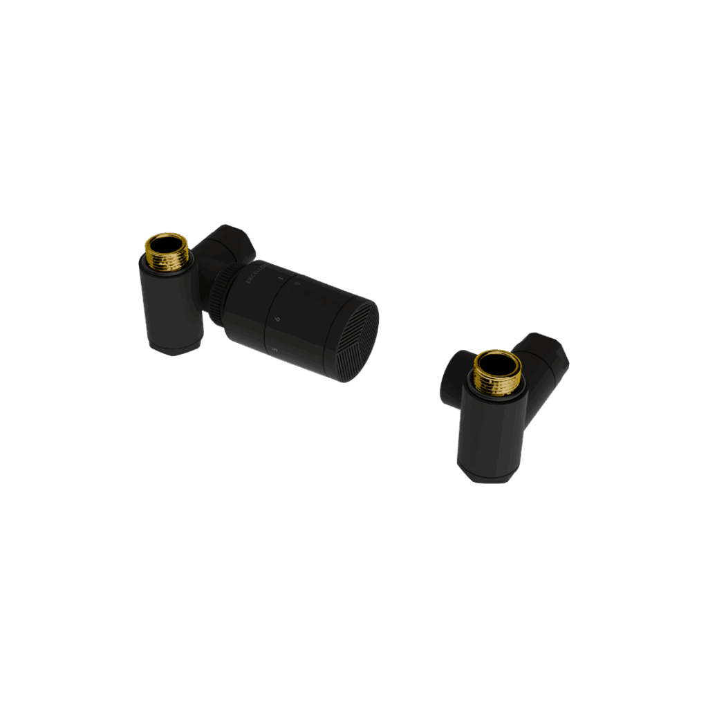 Caldo zestaw trójosiowy z głowicą termostatyczną z opcją montażu grzałki, lewy, czarny mat