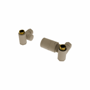 Caldo zestaw trójosiowy z głowicą termostatyczną z opcją montażu grzałki, prawy, cappuccino