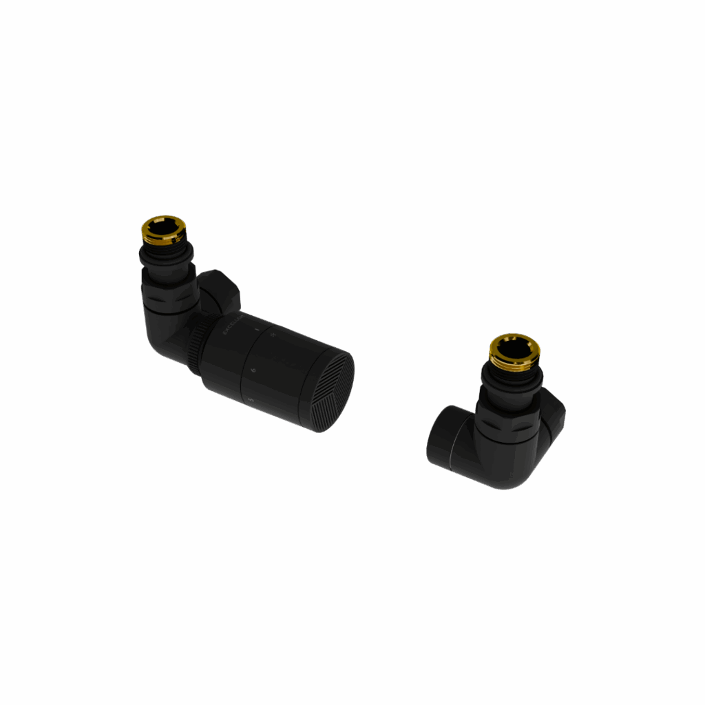Caldo zestaw trójosiowy z głowicą termostatyczną, lewy, czarny mat