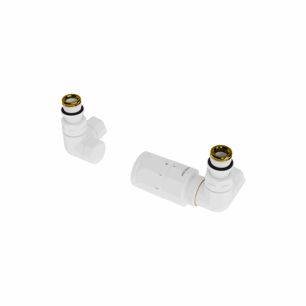 Caldo zestaw trójosiowy z głowicą termostatyczną, prawy, biały mat