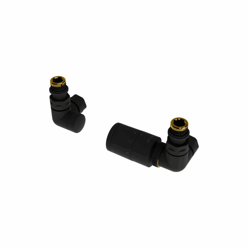 Caldo zestaw trójosiowy z głowicą termostatyczną, prawy, czarny mat