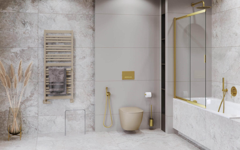 Caldo zestaw trójosiowy z głowicą termostatyczną, lewy, cappuccino