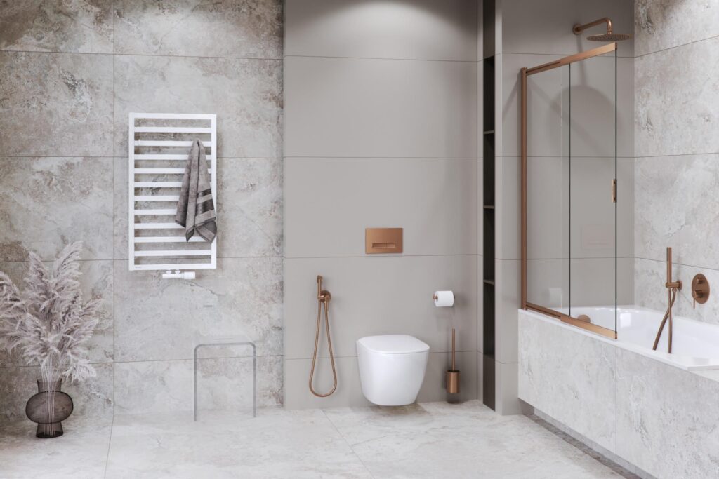 Caldo zestaw zintegrowany z głowicą termostatyczną, prawy, biały mat