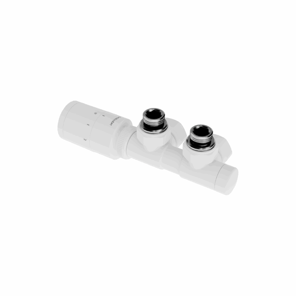 Caldo zestaw zintegrowany z głowicą termostatyczną, lewy, biały mat