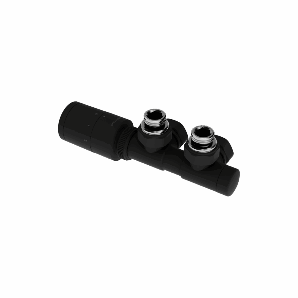 Caldo zestaw zintegrowany z głowicą termostatyczną, lewy, czarny mat