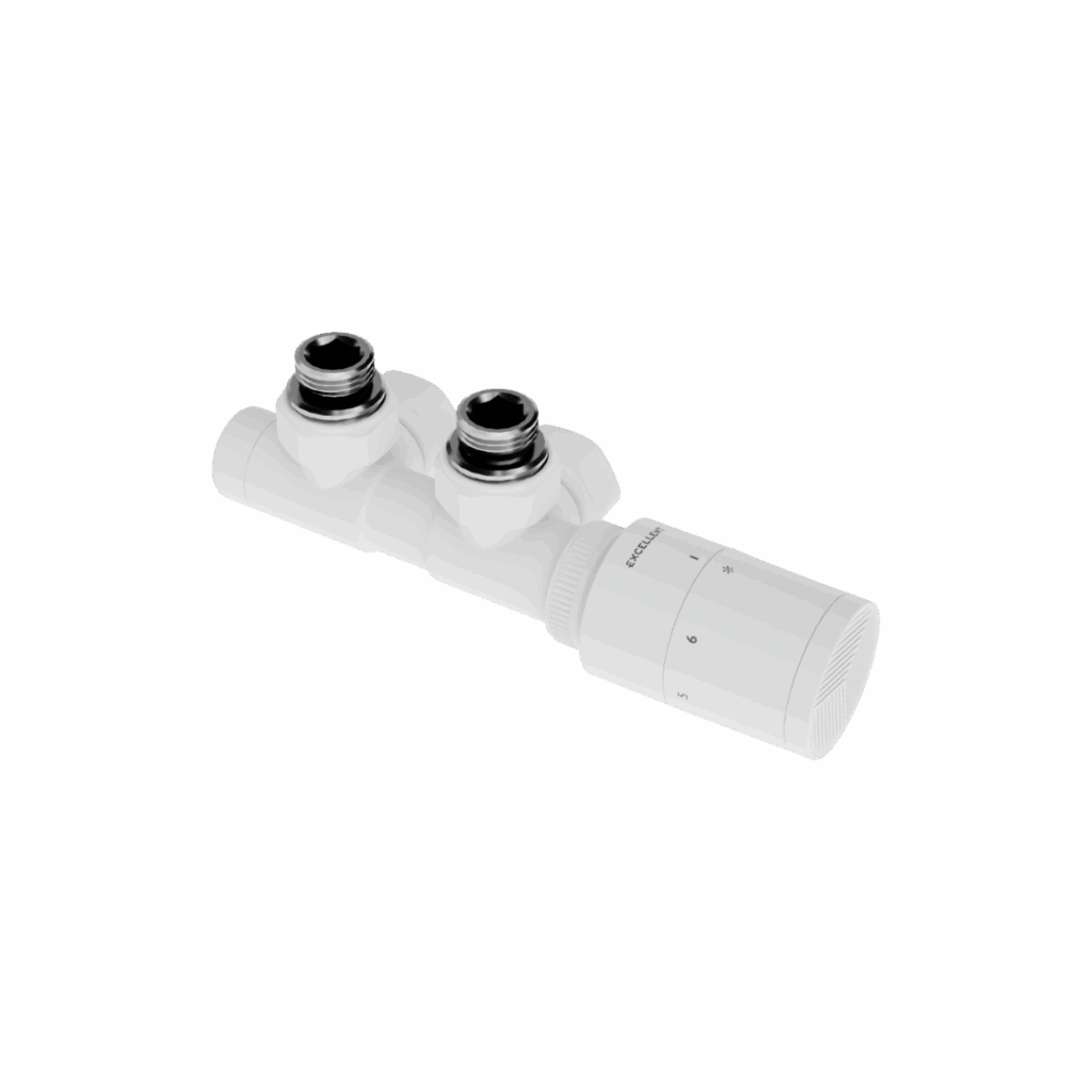 Caldo zestaw zintegrowany z głowicą termostatyczną, prawy, biały mat