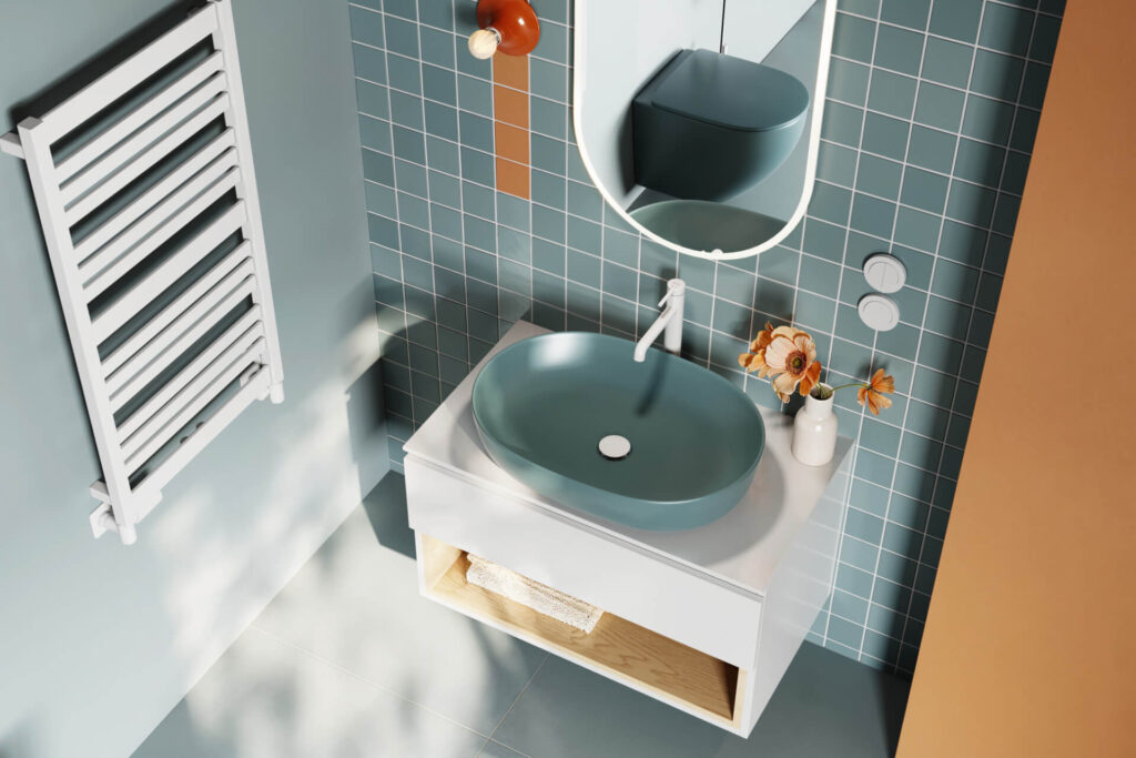 Caldo zestaw trójosiowy z głowicą termostatyczną z opcją montażu grzałki, lewy, biały mat