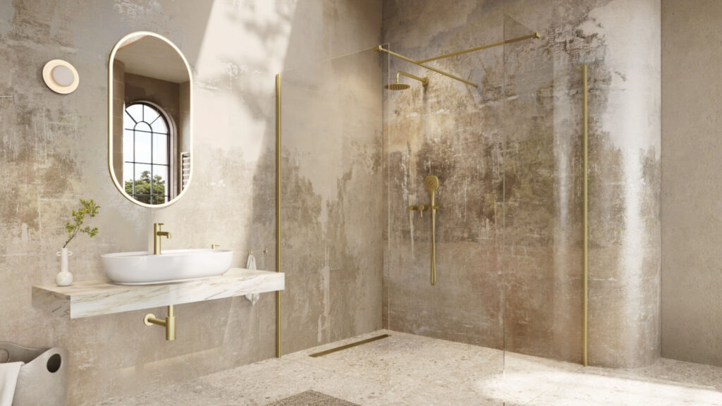 Corido lustro łazienkowe 100×50 cm owalne, oświetlenie LED mata grzewcza, złoty szczotkowany