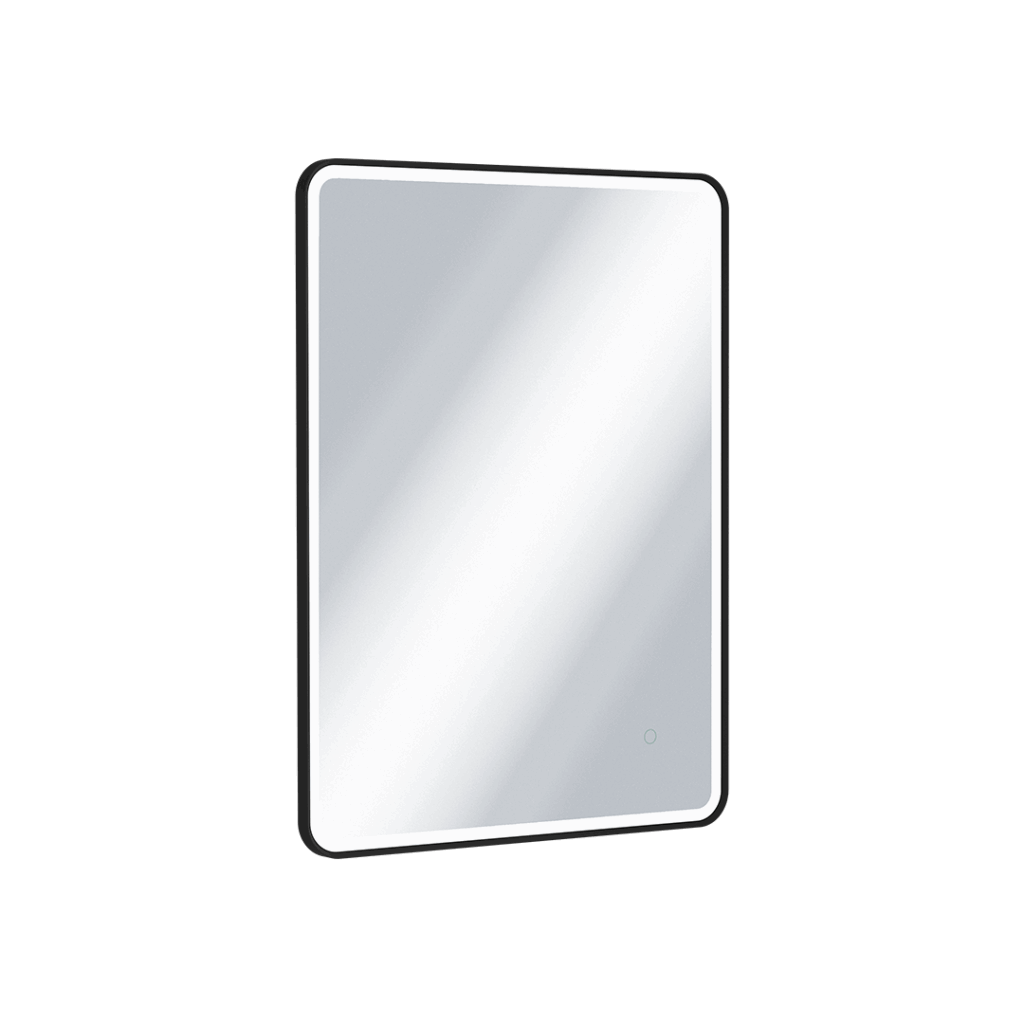 Corido lustro łazienkowe 80×60 cm prostokątne, oświetlenie LED mata grzewcza, czarny mat