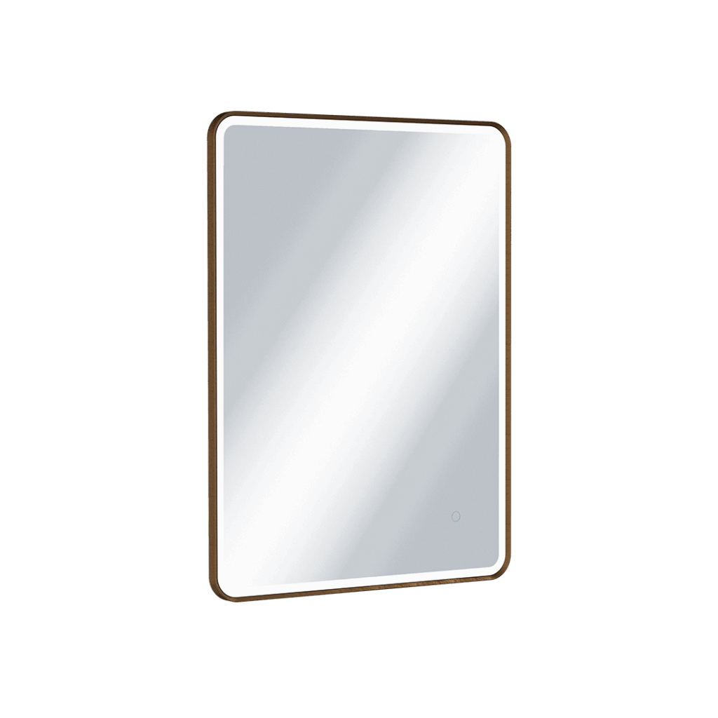 Corido lustro łazienkowe 80×60 cm prostokątne, oświetlenie LED mata grzewcza, miedziany szczotkowany