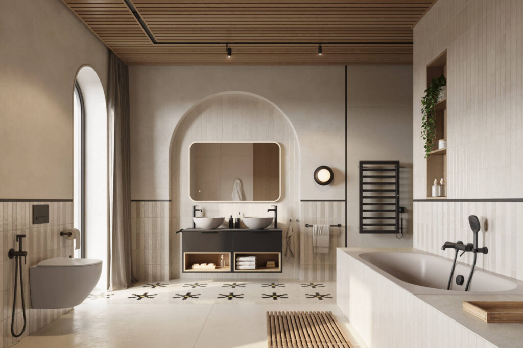 Brego Smart grzejnik łazienkowy elektryczny 91×50 cm, czarny mat