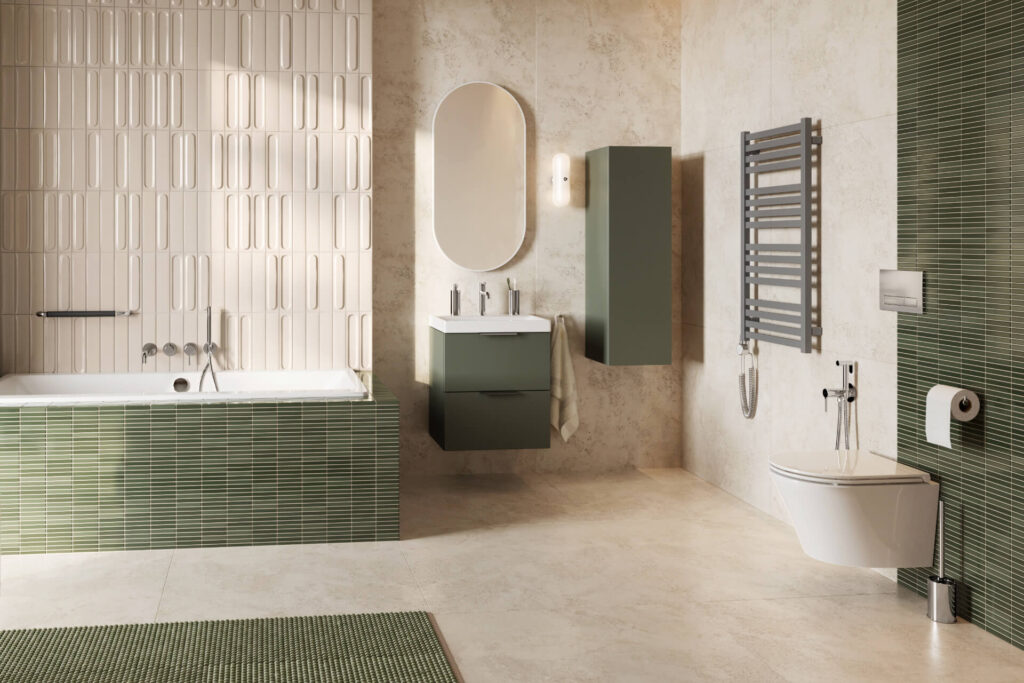 Horos grzejnik łazienkowy elektryczny 96×50 cm z grzałką elektryczną 400W, szary metalik