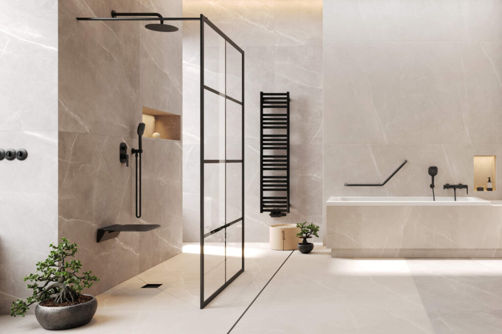 Horos grzejnik łazienkowy 146×35 cm, czarny soft