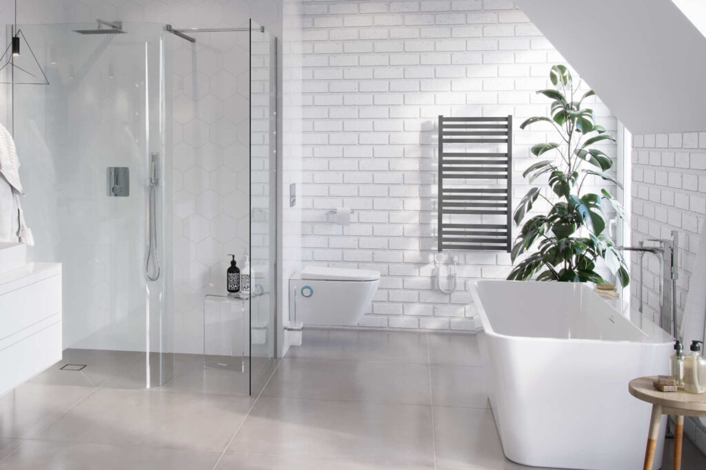 Horos grzejnik łazienkowy elektryczny 96×50 cm z grzałką elektryczną 400W, szary metalik