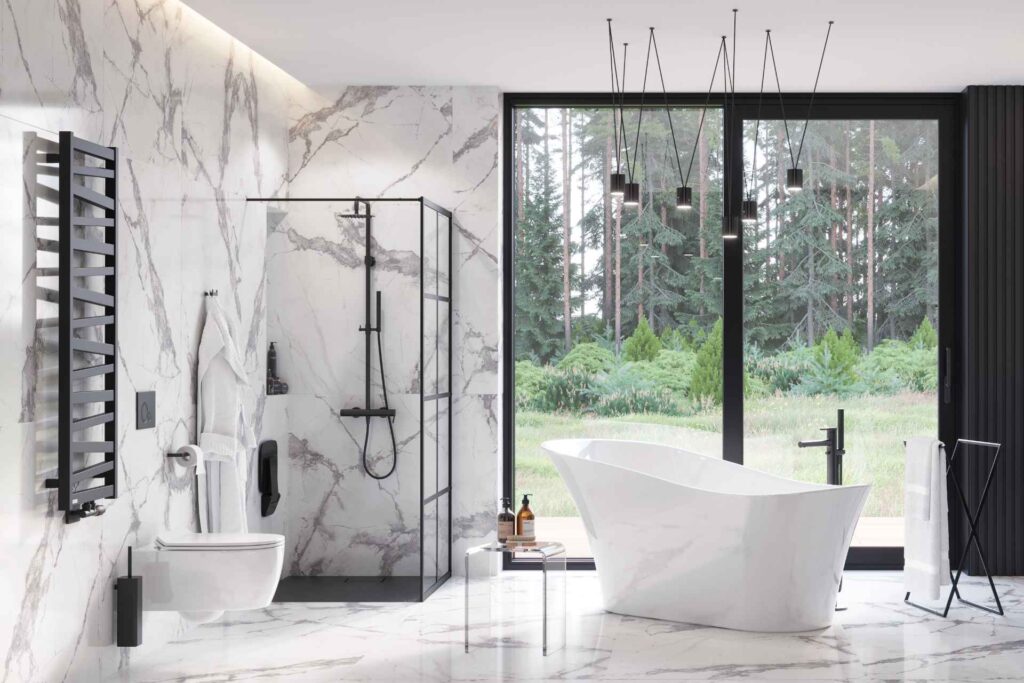 Italic grzejnik łazienkowy 131×50 cm, czarny soft