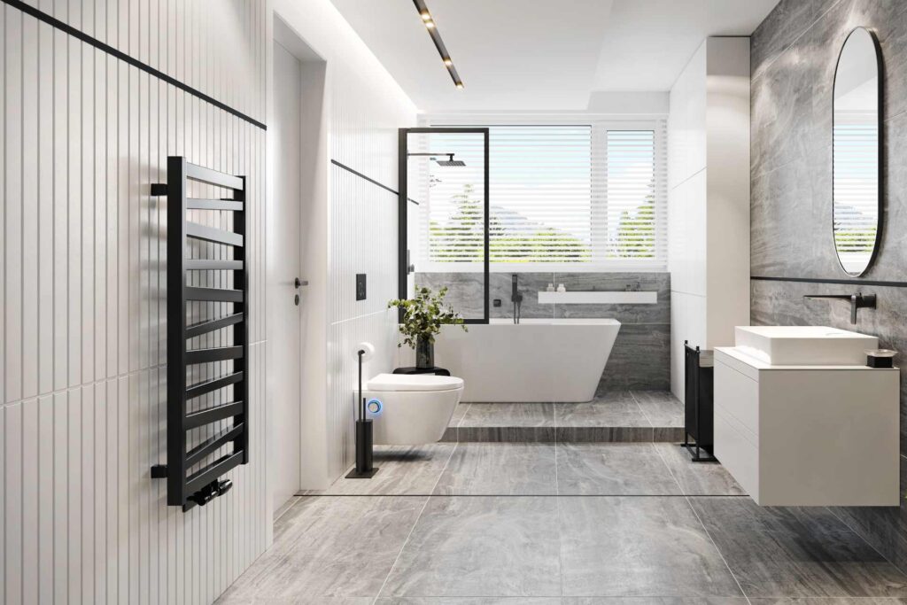 Italic grzejnik łazienkowy 95×50 cm, czarny soft