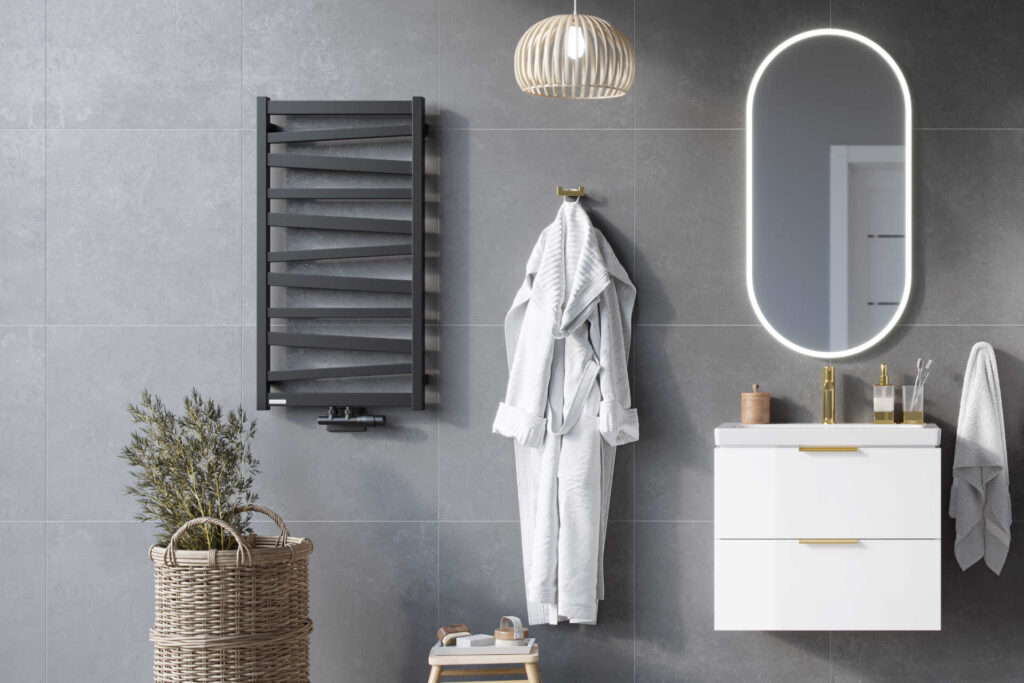 Italic grzejnik łazienkowy 95×50 cm, szary metalik