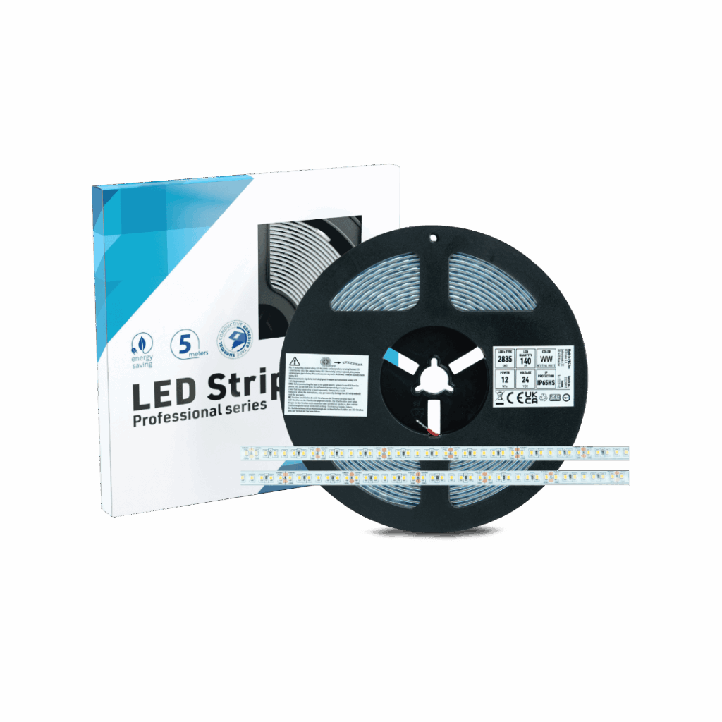 Taśma 700 LED SMD IP65, 140 LED/m, 5m napięcie 24V, moc 12W/m, 3000 K, biała ciepła