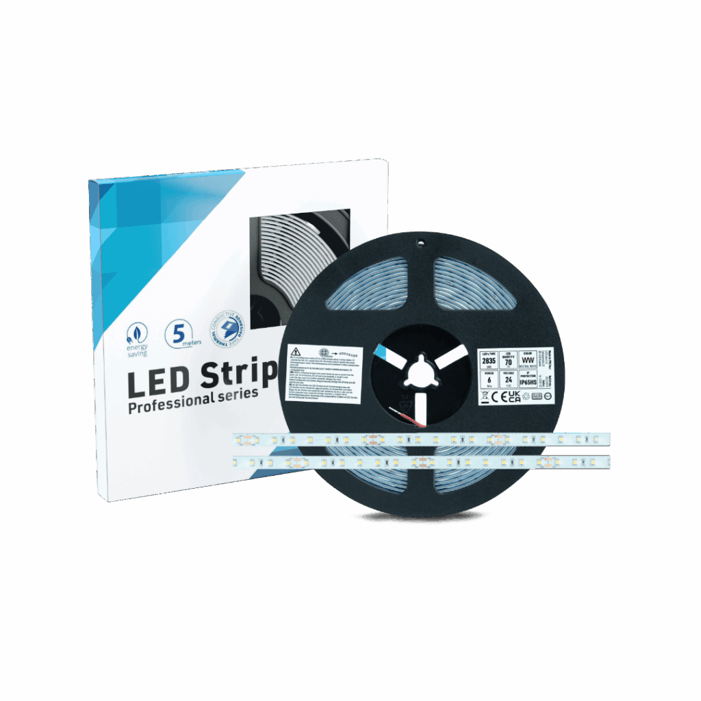 Taśma 350 LED SMD IP65, 70 LED/m, 5m napięcie 24V, moc 6W/m, 3000 K, biała ciepła