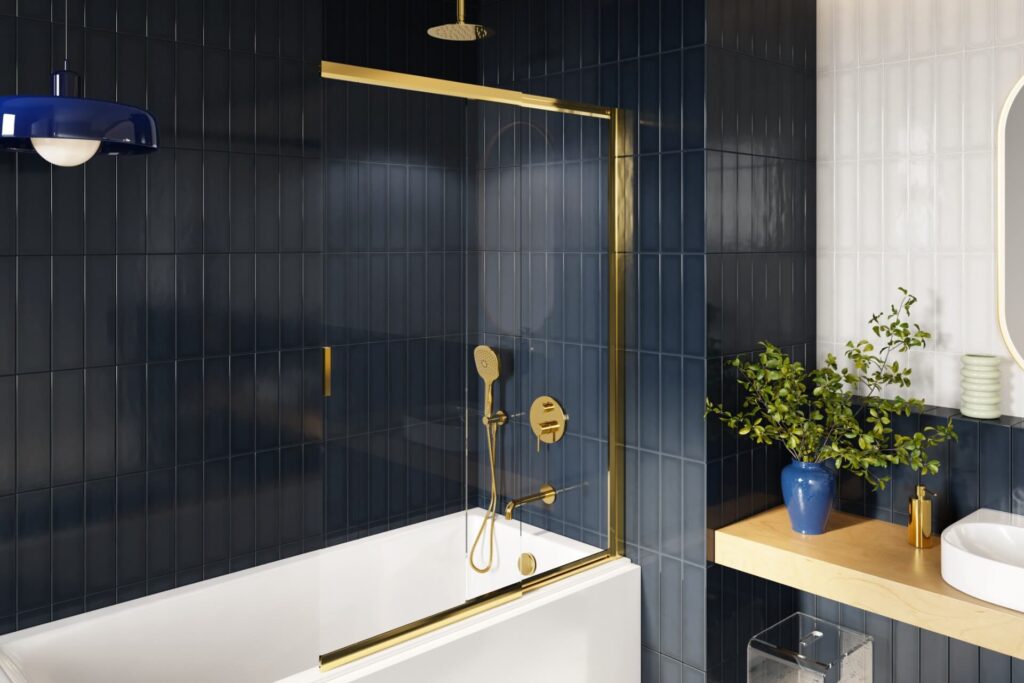 Liner parawan nawannowy 110×140 cm rozsuwany 2-częściowy lewy / prawy, złoty połysk