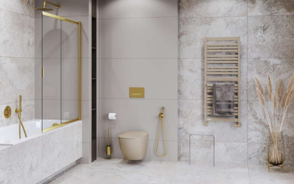 Liner parawan nawannowy 110×140 cm rozsuwany 2-częściowy lewy / prawy, złoty szczotkowany