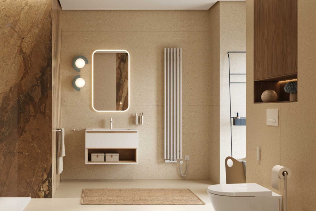 Lumiro lustro łazienkowe 100×60 cm prostokątne, oświetlenie LED mata grzewcza, rama akrylowa