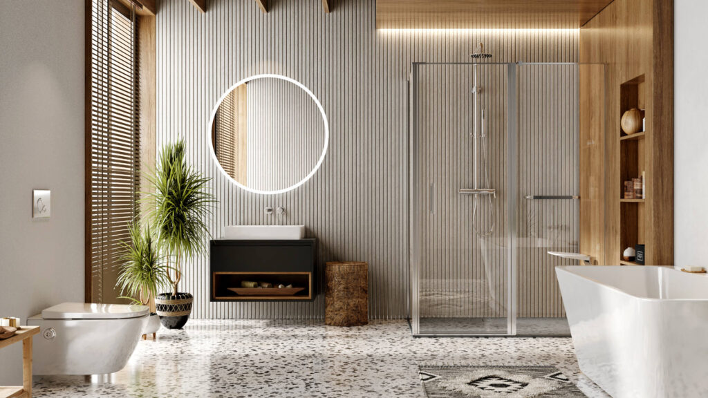 Lumiro lustro łazienkowe 60 cm okrągłe oświetlenie LED mata grzewcza, rama akrylowa