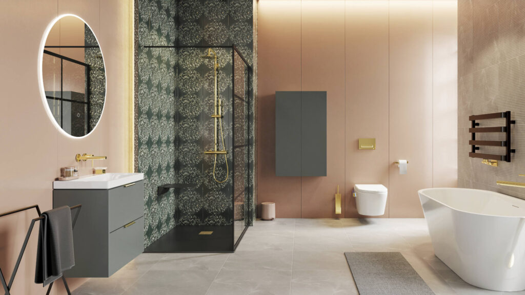 Lumiro lustro łazienkowe 60 cm okrągłe oświetlenie LED mata grzewcza, rama akrylowa