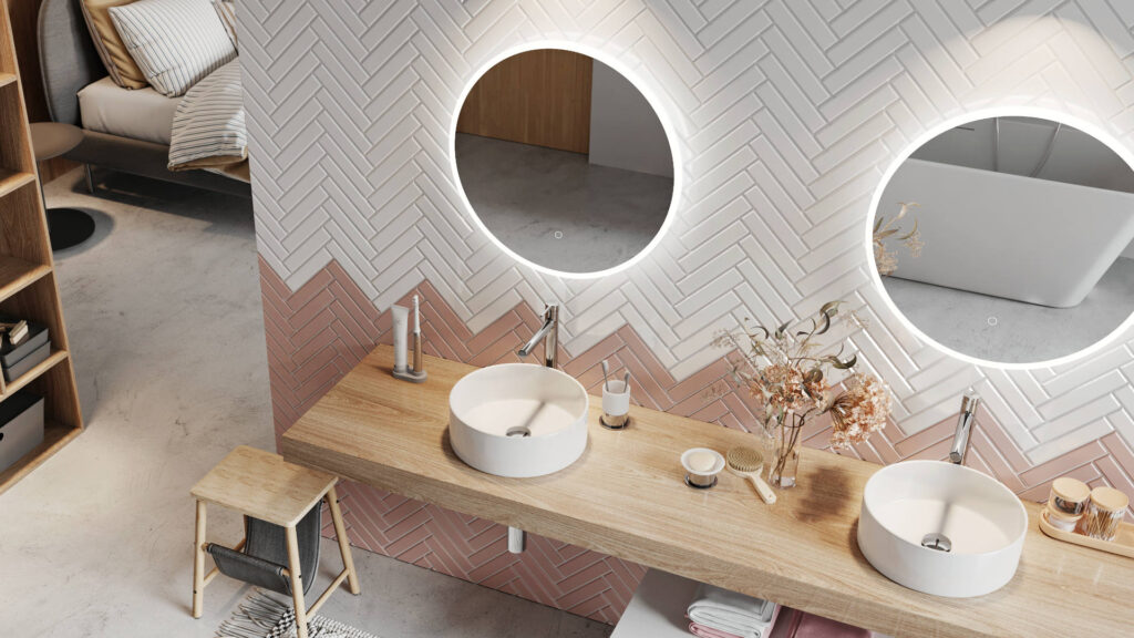 Lumiro lustro łazienkowe 80 cm okrągłe oświetlenie LED mata grzewcza, rama akrylowa