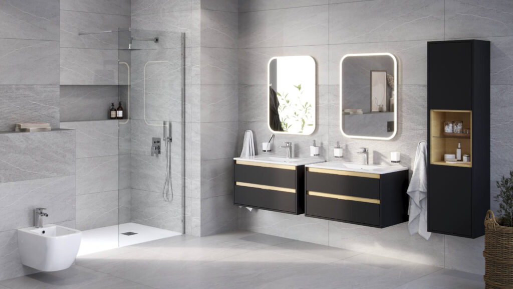 Lumiro lustro łazienkowe 80×60 cm prostokątne, oświetlenie LED mata grzewcza, rama akrylowa