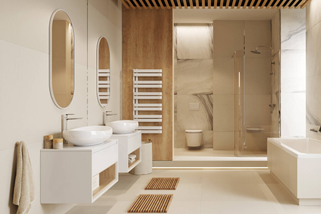 Meteor Side grzejnik łazienkowy asymetryczny 111×50 cm, biały soft