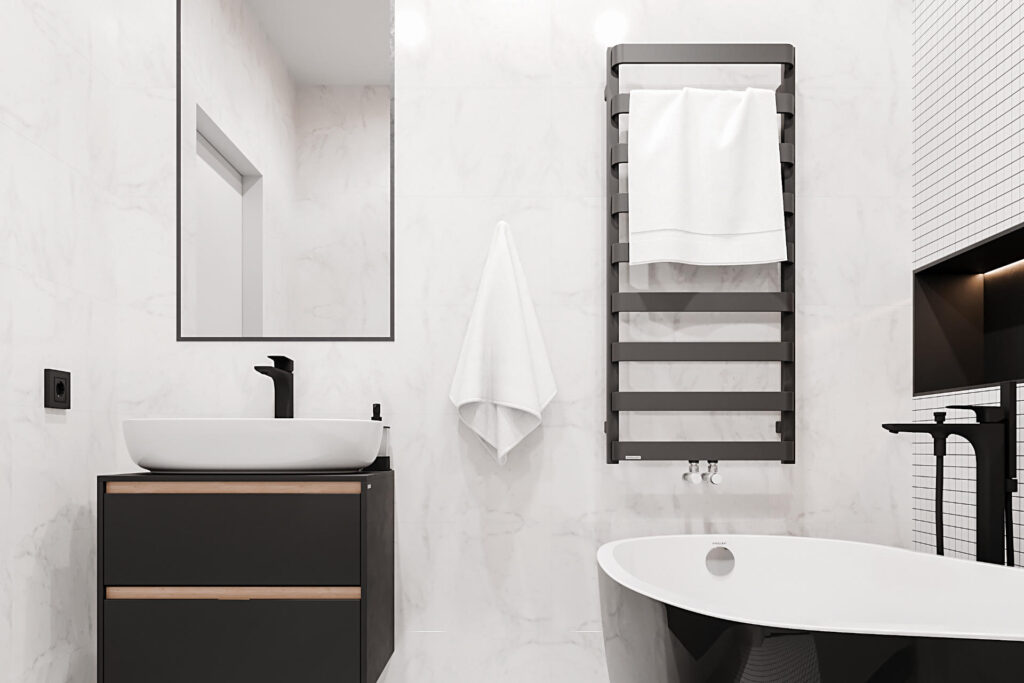 Meteor grzejnik łazienkowy 111×50 cm, czarny soft