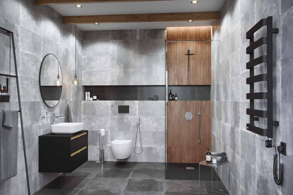 Meteor grzejnik łazienkowy 85×50 cm, czarny soft