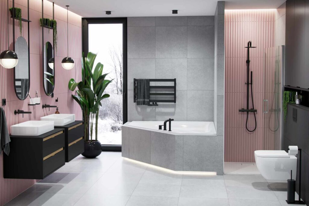 Meteor grzejnik łazienkowy wannowy 46×80 cm, czarny soft