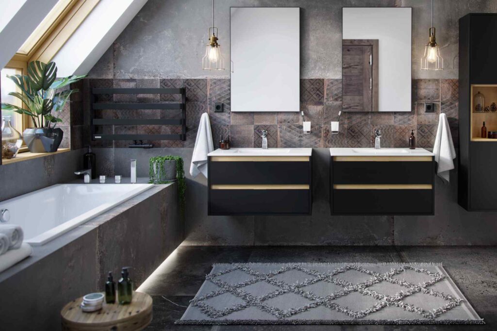 Meteor grzejnik łazienkowy wannowy 46×80 cm, czarny soft