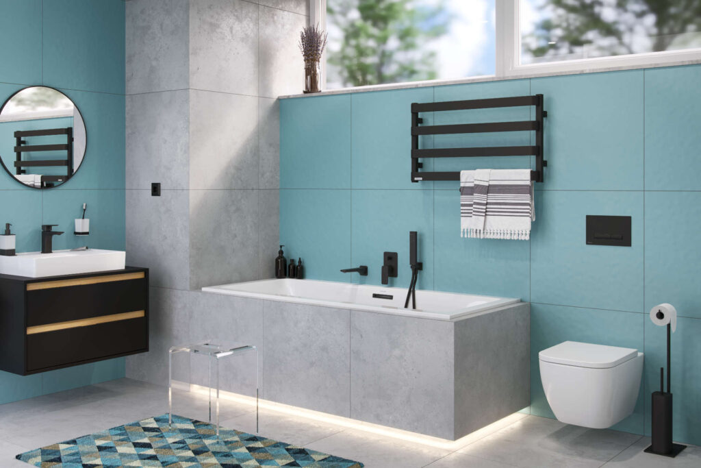 Meteor grzejnik łazienkowy wannowy 46×80 cm, czarny soft