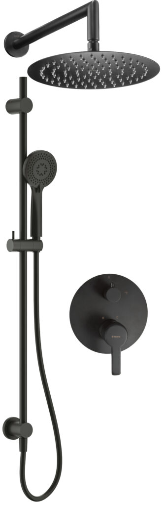 Zestaw prysznicowy podtynkowy z drążkiem – z głowicą prysznicową