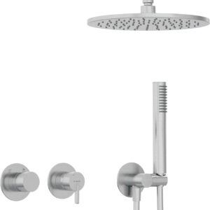 Zestaw prysznicowy podtynkowy z głowicą prysznicową – z baterią poziomą