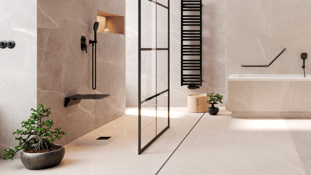 Seduro Premium siedzisko prysznicowe składane, wolnoopadające z powłoką antybakteryjną, czarny