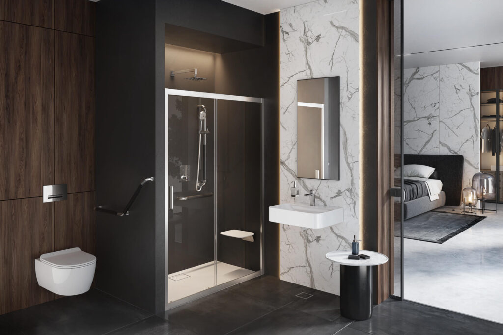 Seria 201 drzwi prysznicowe przesuwne 120 cm, Clean Control, chrom przezroczyste