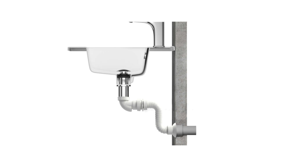 Flux zestaw syfon umywalkowo – bidetowy, suchy niski z rurą elastyczną, biały