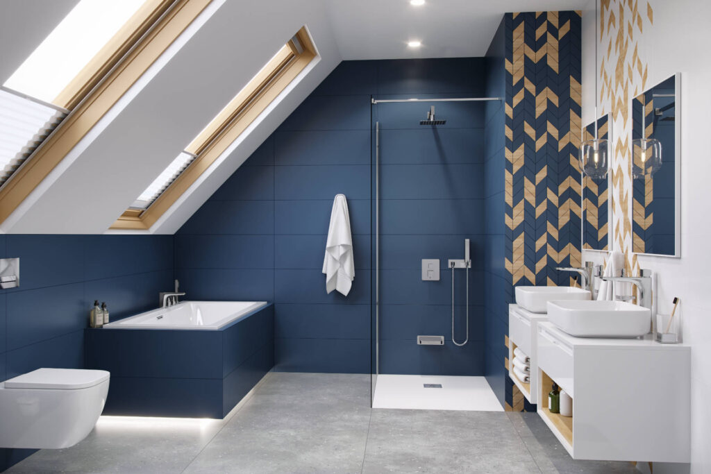 Tuto szafka wisząca 60 cm podumywalkowa z blatem, biały połysk/dąb