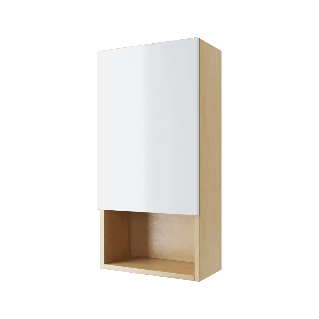 Tuto szafka wisząca wnękowa z frontem lewa 40×80 cm, dąb/biały połysk