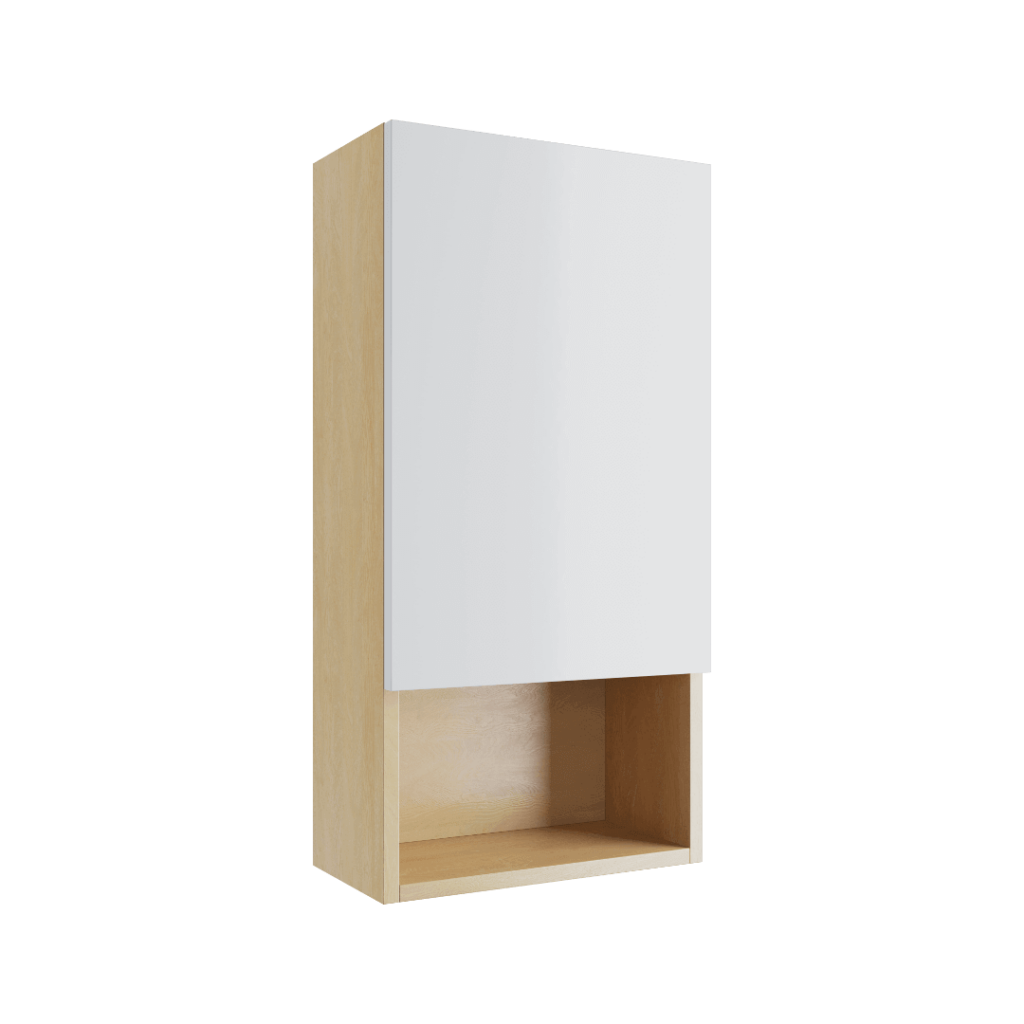 Tuto szafka wisząca wnękowa z frontem prawa 40×80 cm, dąb/biały połysk