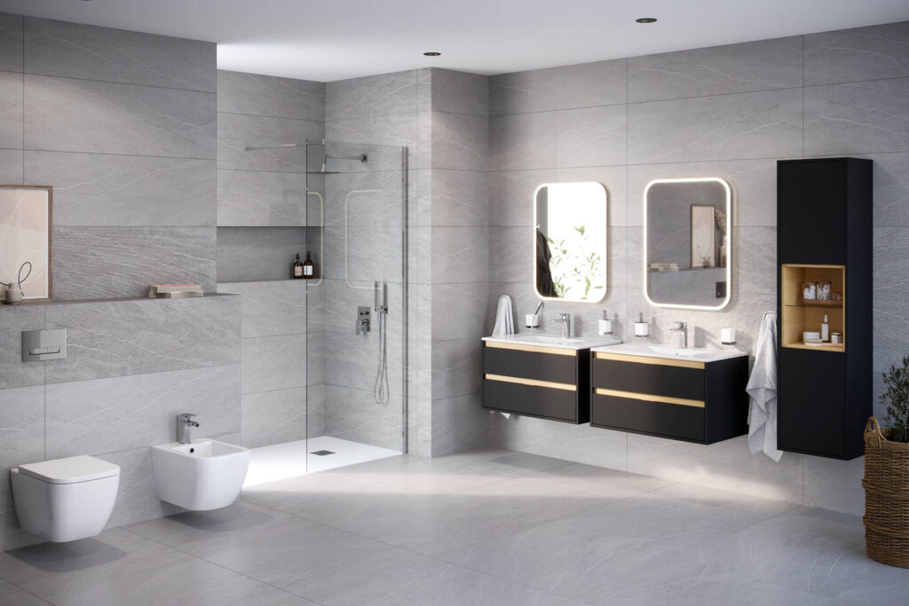 Tuto szafka boczna 160 cm wysoka, czarny mat/dąb