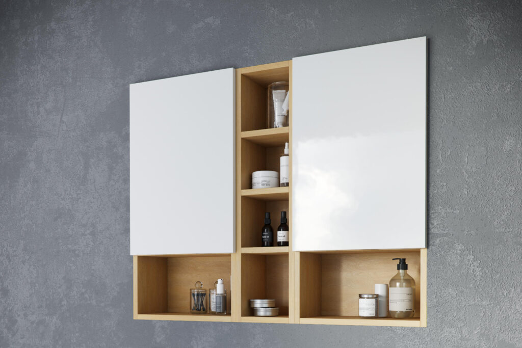 Tuto szafka wisząca wnękowa z frontem lewa 40×80 cm, dąb/biały połysk