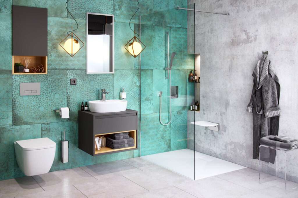 Tuto szafka wisząca wnękowa z frontem lewa 40×80 cm, dąb/szary