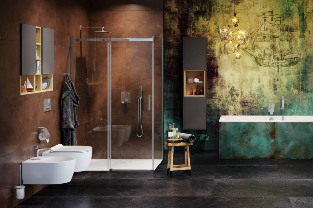 Tuto szafka wisząca wnękowa z frontem prawa 40×80 cm, dąb/szary