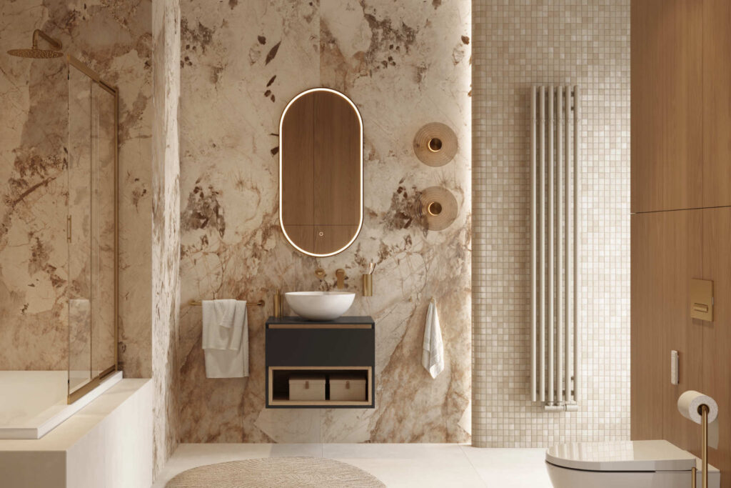 Verdi grzejnik łazienkowy pionowy 180×23 cm, 5 profili z haczykami, czarny soft